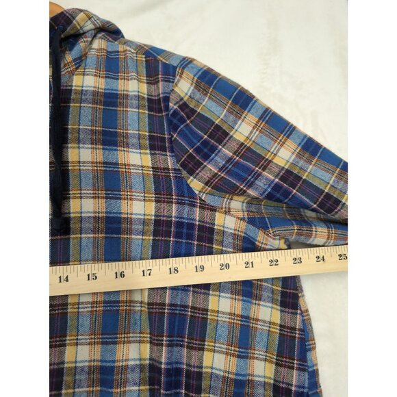 Fervour Jacket Womens 1X Blue Plaid Flannel Hood Elbow Patch Outdoor Cabincore - Picture 12 of 14